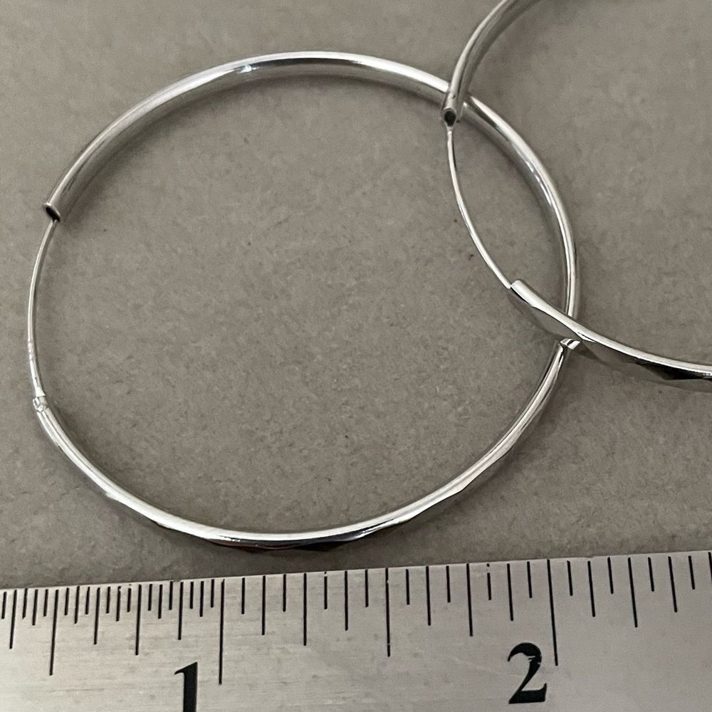 NEW Large 925 Sterling Diamond Cut Hoop Earrings - Picture 5 of 5
